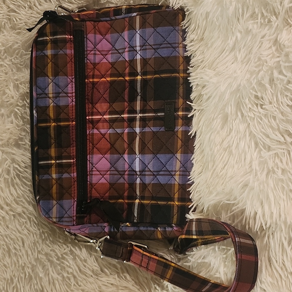 Vera Bradley - NWT - 'Cozy Plaid' Triple Compartment Crossbody - Purple Brown